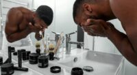 man standing in front of sink