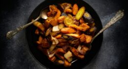 cooked food on black frying pan