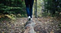 man walking on forest